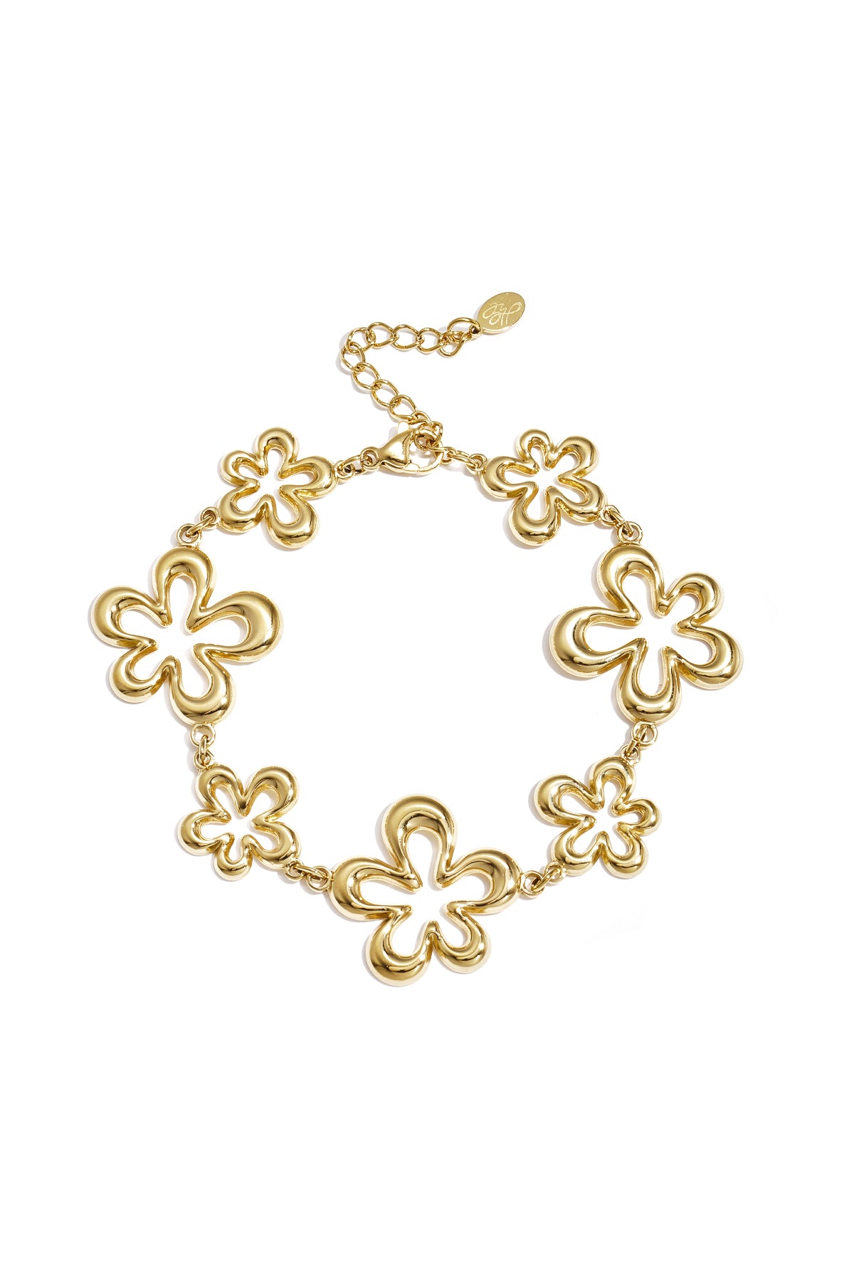 Armband met speelse bloemen in variërende maten