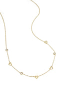 Ketting met hart en diamant bedels - roestvrij staal